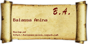 Balassa Anina névjegykártya